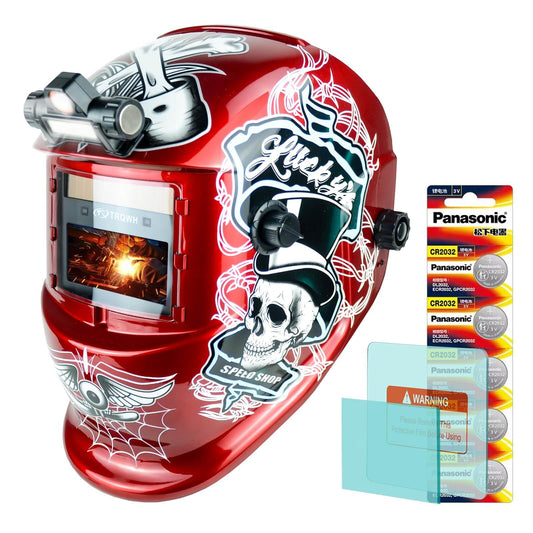 Auto Darkening Welding Hood Welding Helmet (Red)